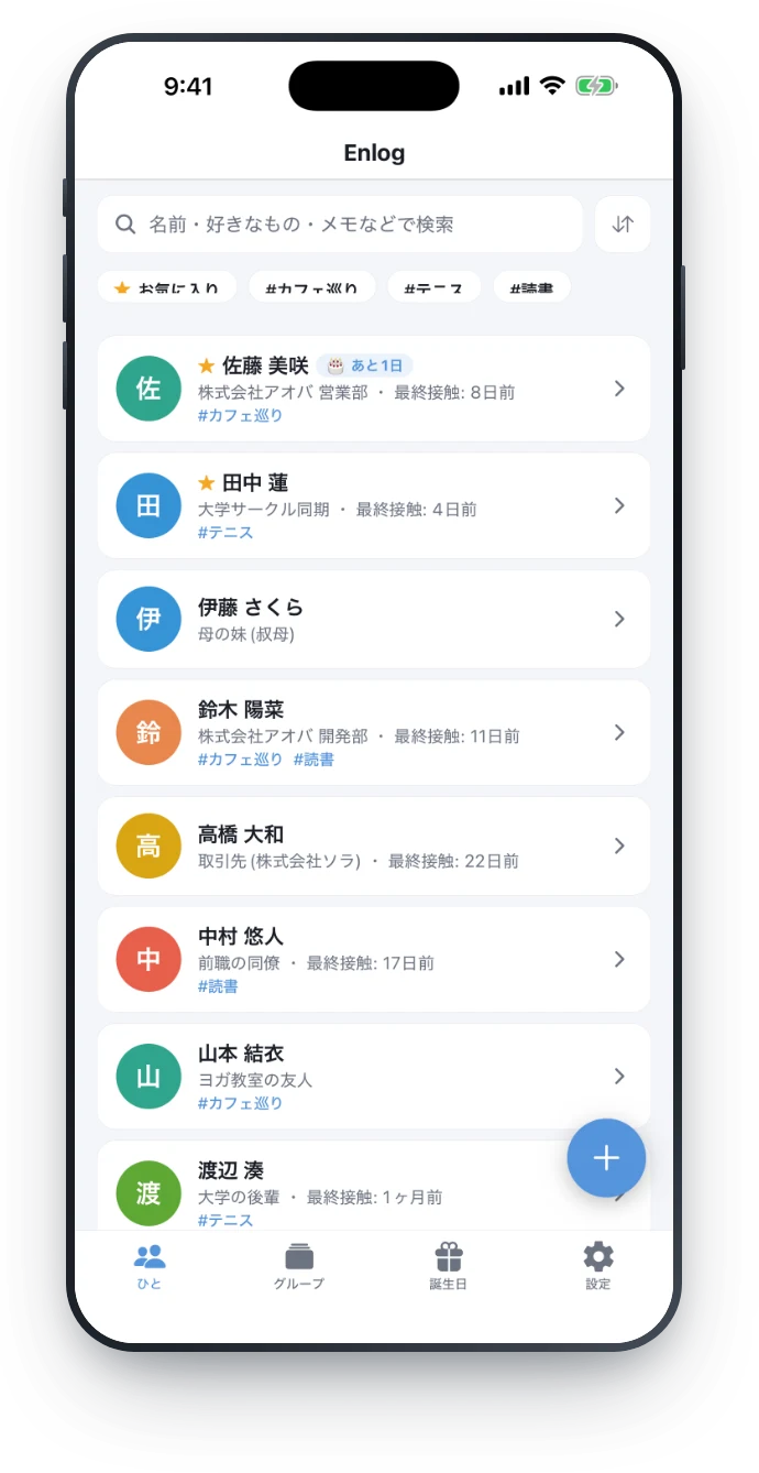 Enlog の一覧画面